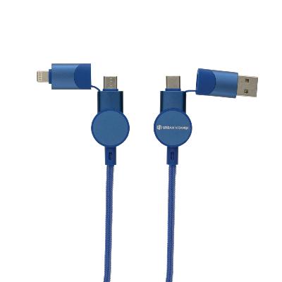 Câble USB 6 en 1 à charge 45 W en plastique recyclé -120 cm