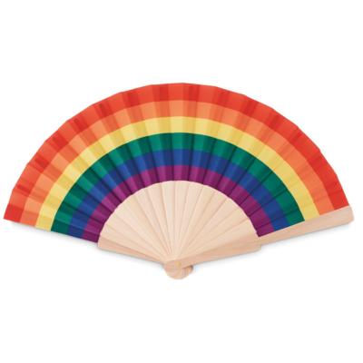 Eventail arc-en-ciel en bois