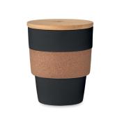 Gobelet en PP recyclé avec couvercle en bambou 300 ml