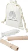 Corde à sauter en bois avec pochette en coton