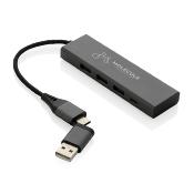 Hub en aluminium recyclé à 3 ports USB