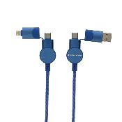 Câble USB 6 en 1 à charge 45 W en plastique recyclé -120 cm