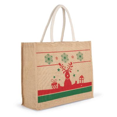 Sac shopping en jute avec motifs de Noël