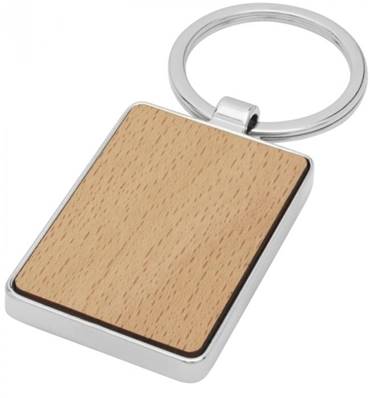 Porte-clés rectangulaire en bois de hêtre, habillage métallique