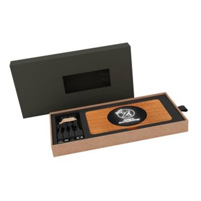 Batterie de secours/Powerbank en bambou avec logo lumineux