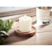 Assiette décorative en bois avec bougie parfumée