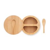 Boîte à sel et poivre en bambou avec cuillère intégrée