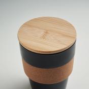 Gobelet en PP recyclé avec couvercle en bambou 300 ml