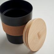 Gobelet en PP recyclé avec couvercle en bambou 300 ml
