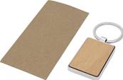 Porte-clés rectangulaire en bois de hêtre, habillage métallique