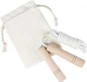 Corde à sauter en bois avec pochette en coton