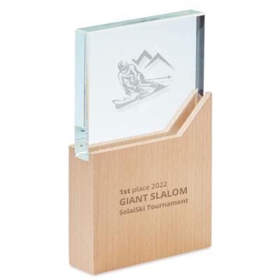 Trophée en cristal et bois de hêtre