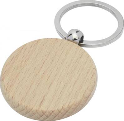 Porte-clés rond en bois de hêtre