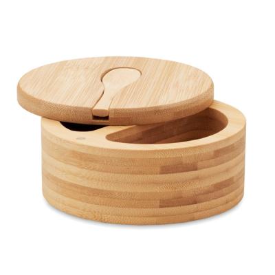 Boîte à sel et poivre en bambou avec cuillère intégrée