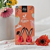 Pochette avec deux œufs en chocolat