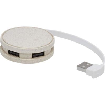 Hub USB circulaire en paille de blé