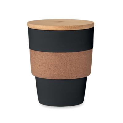Gobelet en PP recyclé avec couvercle en bambou 300 ml