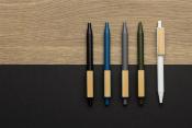 Stylo en ABS recyclé avec clip en bambou