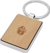Porte-clés rectangulaire en bois de hêtre, habillage métallique