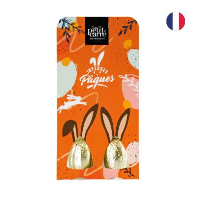 Pochette avec deux œufs en chocolat