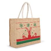 Sac shopping en jute avec motifs de Noël
