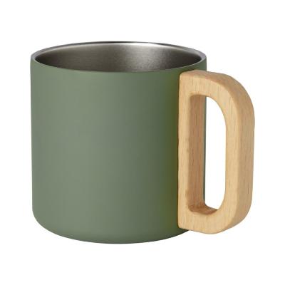 Tasse en acier inoxydable avec poignée en bois - 360 ml