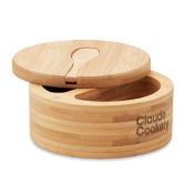 Boîte à sel et poivre en bambou avec cuillère intégrée