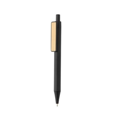 Stylo en ABS recyclé avec clip en bambou