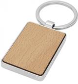 Porte-clés rectangulaire en bois de hêtre, habillage métallique
