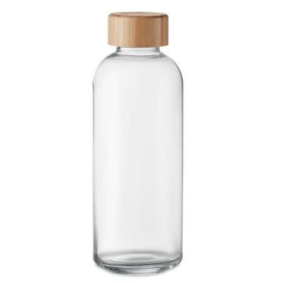 Bouteille en verre avec bouchon en bambou