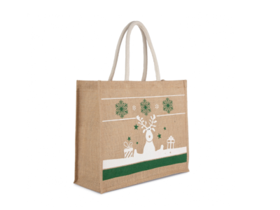 Sac shopping en jute avec motifs de Noël