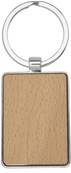 Porte-clés rectangulaire en bois de hêtre, habillage métallique