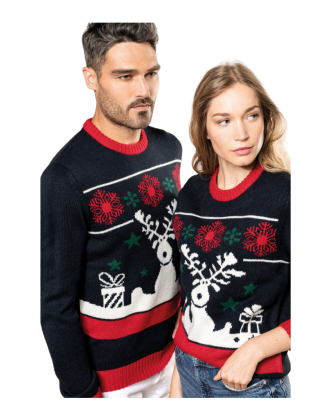 Pullover col rond de Noël unisexe