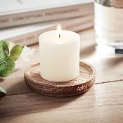 Assiette décorative en bois avec bougie parfumée