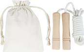 Corde à sauter en bois avec pochette en coton