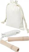 Corde à sauter en bois avec pochette en coton