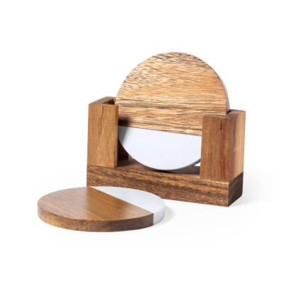 Ensemble de sous-verres en bois et marbre
