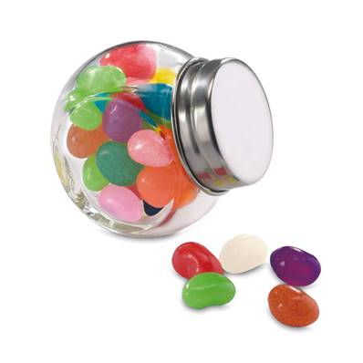 Bonbons multicolores dans un Conteneur en Verre