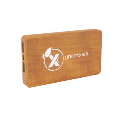 Batterie de secours/Powerbank en bois avec logo lumineux