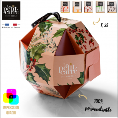Boule de Noël personnalisée avec carrés de chocolat