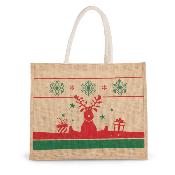 Sac shopping en jute avec motifs de Noël